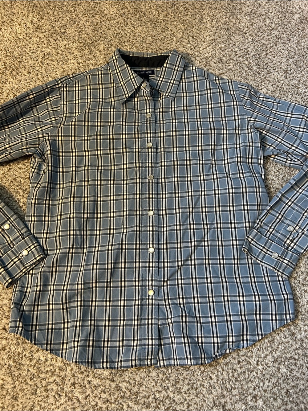 Jackie Blue Western Women’s Blue Plaid Button-Down Shirt - Classic Casual